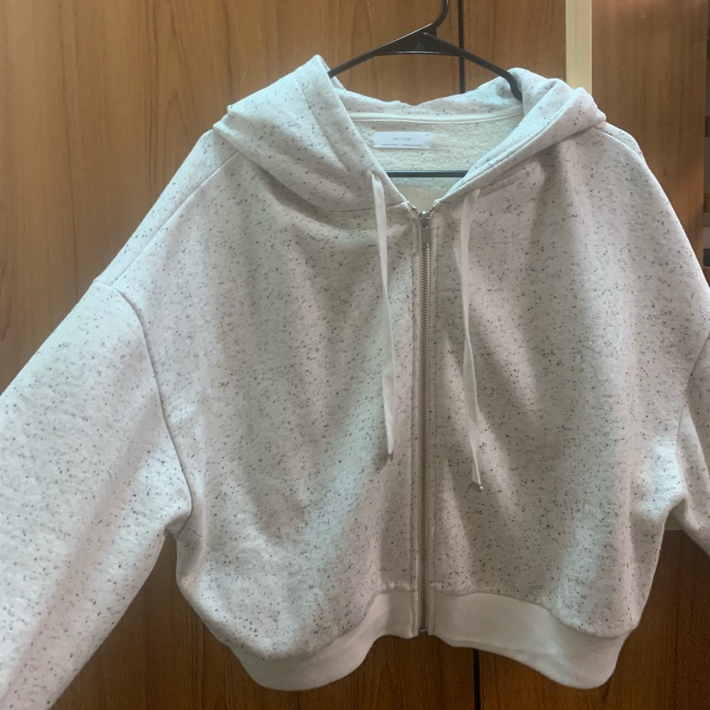 Oak + Fort cropped oversized zip up hoodie